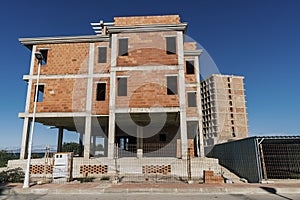 Paused construction in La Manga del Mar Menor, Cartagena, San Javier, Murcia, Spain