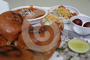 Pav Bhaji Traditional Street Food. Indian Fast Food. Favorite Indian Food.