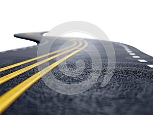 Paved empty winding road 3D illustration