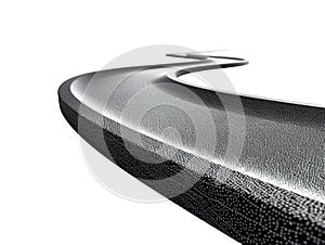 Paved empty winding road 3D illustration