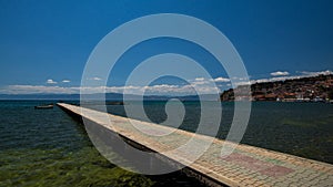 Paved gangplank over Lake Ohrid photo