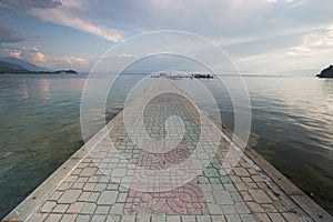 Paved gangplank over Lake Ohrid photo