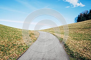 Paved path in the Alps in spring