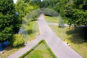 Paved pathways in park