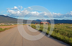 Paved Road along Snake River in Alpine Wyoming