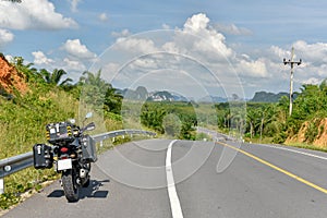 The paved road, the beautiful route with the morning air. Beautiful route in Krabi