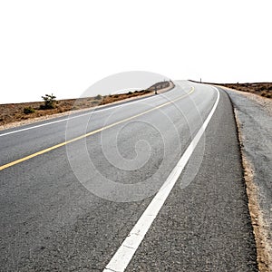 Paved road isolated on white background