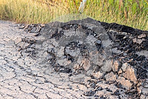 The paved road was demolished