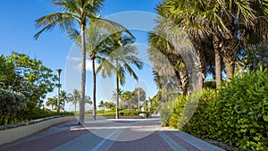 A paved sidewalk for jogging and cycling at the Miami Beach Boardwalk
