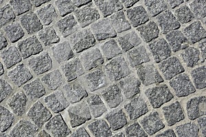 Paved square with grey cobblestones photo