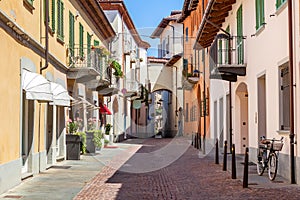 Paved street in Alba, Italy. photo