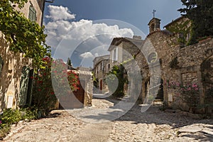 Paved street in Vaison-la-Romaine village, Provence