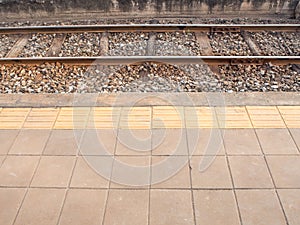 Pavement and braille block of platform of railways