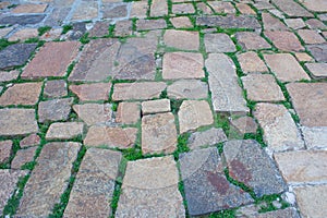 The pavement made of stone blocks around the complex of Airavatesvara Temple located in Darasuram town in Kumbakonam, India