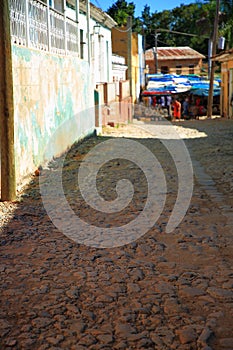 Pavement on one of the old streets of Trinidad. Cuba