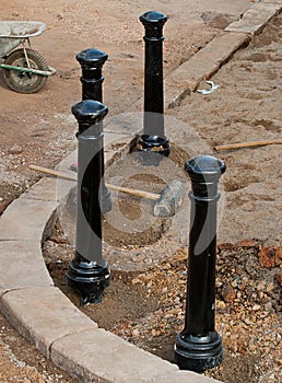 Pavement posts street furniture