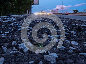 Pavement road construction site