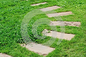 Pavement slab on the grass