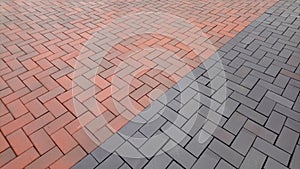 Pavement tiles - combined orange and brown klinker tiles