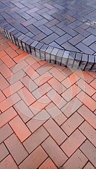 Pavement tiles - combined orange and brown klinker tiles