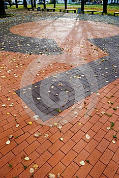 Pavement tiles - combined orange and brown klinker tiles