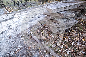 Pavement in Warsaw, Poland during repair and renovation