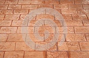 Paver brick floor or Red paving stone footpath background