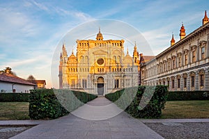 Pavia Carthusian monastery and gardens close up. photo