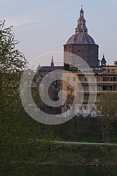 Pavia Cathedral in Pavia at sunset