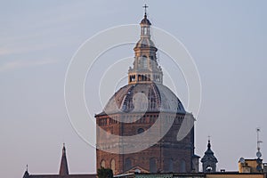 Pavia Cathedral in Pavia at sunset close-up