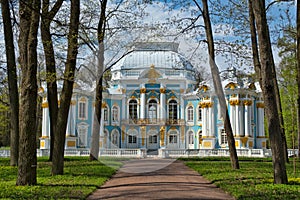 Pavilion in Catherine`s park in Tsarskoe Selo near Saint Petersburg