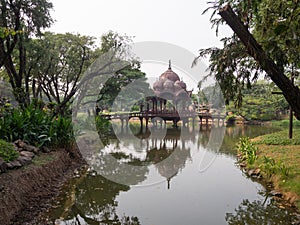 Pavilion at the center of a lake