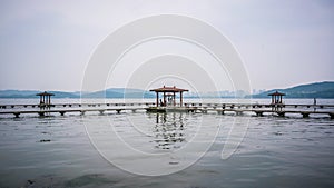 Pavilion at Donghu east lake in Wuhan Hubei China