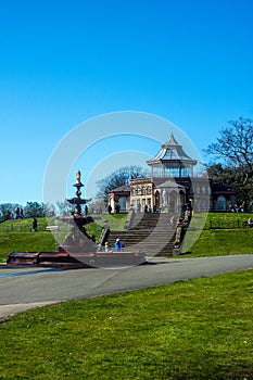 The Pavilion and Fountain in Mesnes Park, Wigan, UK