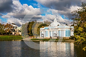 Pavilion Grotto and Cameron Gallery in autumn