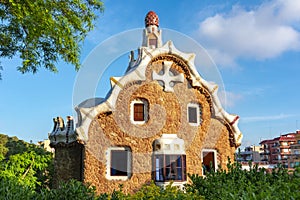 Pavilion in Guell park, Barcelona, Spain photo