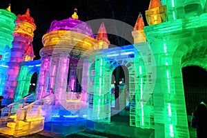 The pavilion of ice lamp in the park nightscape