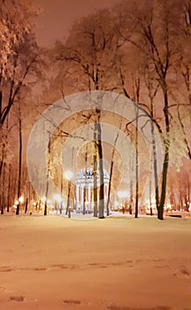 Pavilion in Kharkiv park at night - winter 2017
