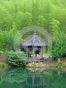 A pavilion at the lake