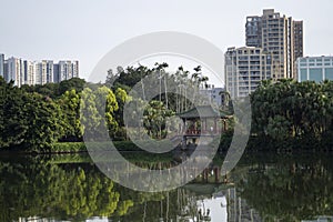 pavilion in Liuhuahu lake park in Guangzhou