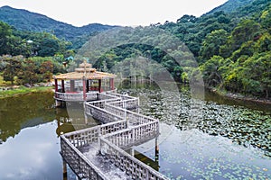 The pavilion in the middle of the small lake, Lung Tsai Ng Yuen, Lantau Island, Hong Kong