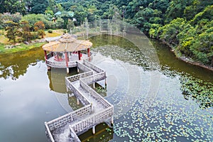 The pavilion in the middle of the small lake, Lung Tsai Ng Yuen, Lantau Island, Hong Kong