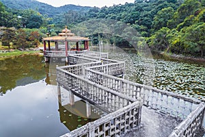 The pavilion in the middle of the small lake, Lung Tsai Ng Yuen, Lantau Island, Hong Kong