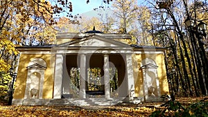 Pavilion `Milovida` in the Park-Museum-reserve `Tsaritsyno` in autumn. Moscow, Russia