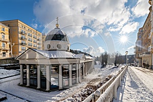 Pavilion of mineral water spring in winter - MariÃ¡nskÃ© LÃ¡znÄ› Marienbad