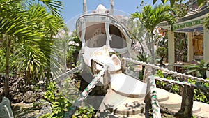 Pavilion Path to Fantastic Animal on Playground among Palms