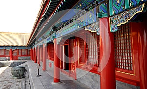 Pavilion with red columns(Forbidden City,Beijing)