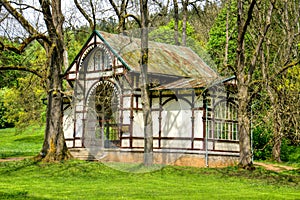 Pavilion of cold mineral water spring Rudolf - small west Bohemian spa town Marianske Lazne (Marienbad) - Czech Republic