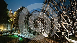 Pavilion at Secret Garden at Changdeokgung Palace, SeoulWooden roller coaster at night