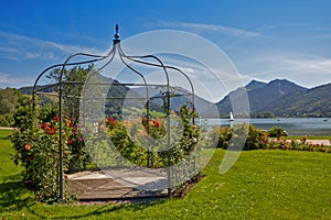 Pavilion in the spa gardens, lake schliersee